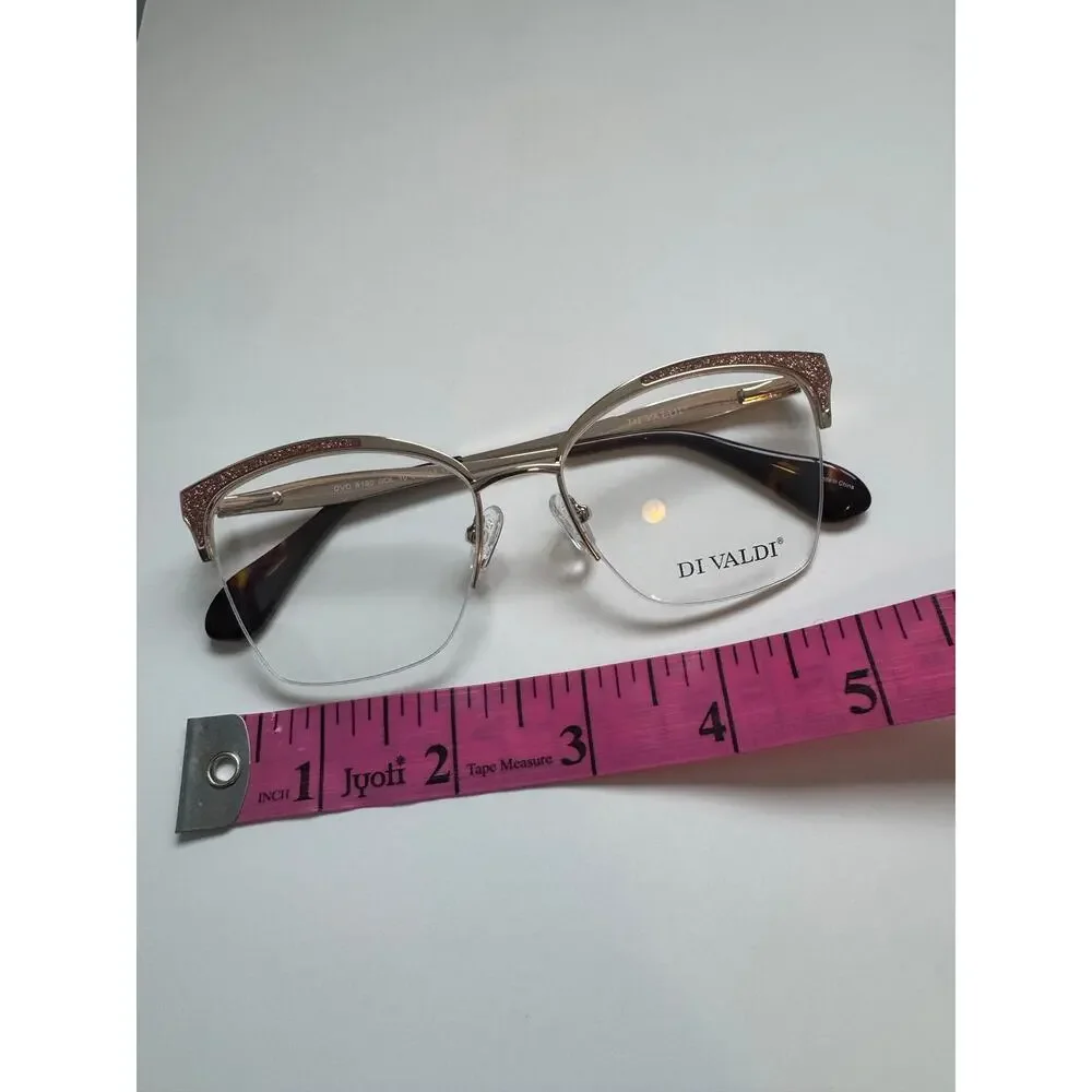 NEW Di Valdi 8190 gold glitter cat eye glasses